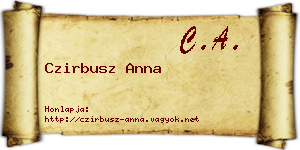 Czirbusz Anna névjegykártya